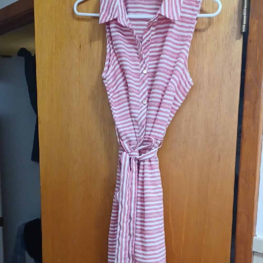 Striped Pink and White Mini Dress